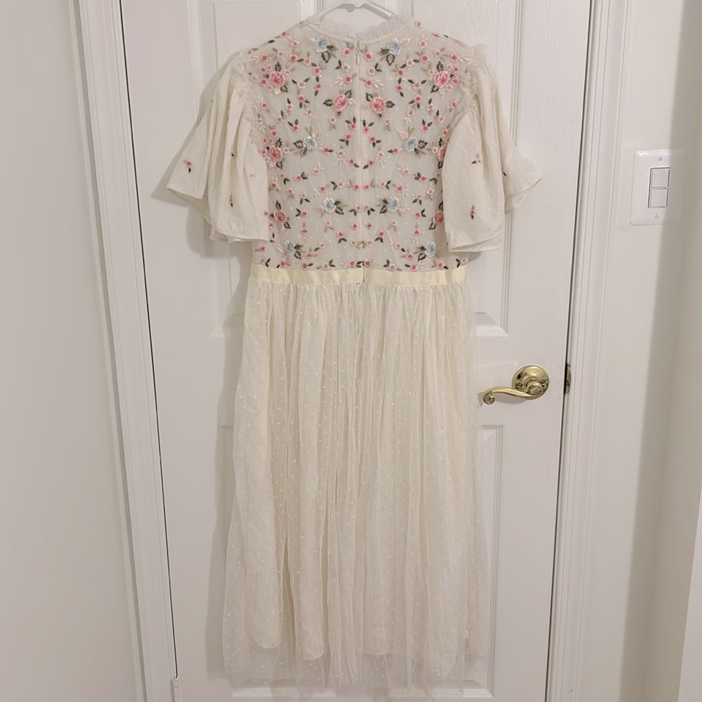 Ivy City Co White Floral Embroidered Lillian Tulle Midi Dress NWT Size Large - Picture 8 of 13